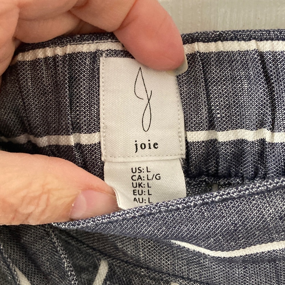 Joie Charcoal & White Striped Wide Leg Trousers - Picture 5 of 8